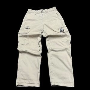 Dickies X Lurking Class Cargo Pants Tan Skulls Skater Embroidered Sz 26 Regular